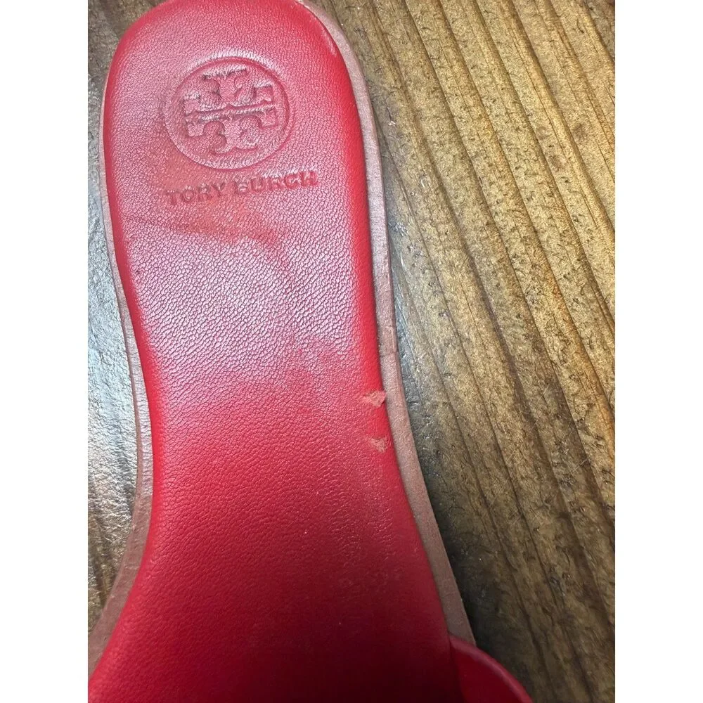 Tory Burch Ines Leather Slide Sandal Red Size 8